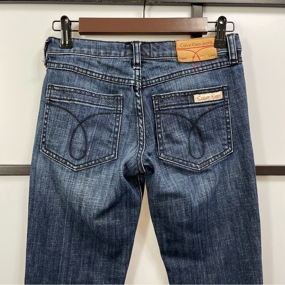 𝅺[26/32] Vintage Calvin Klein Bootcut Dark Wash Low-Rise Denim Jean Women’s - Picture 7 of 14